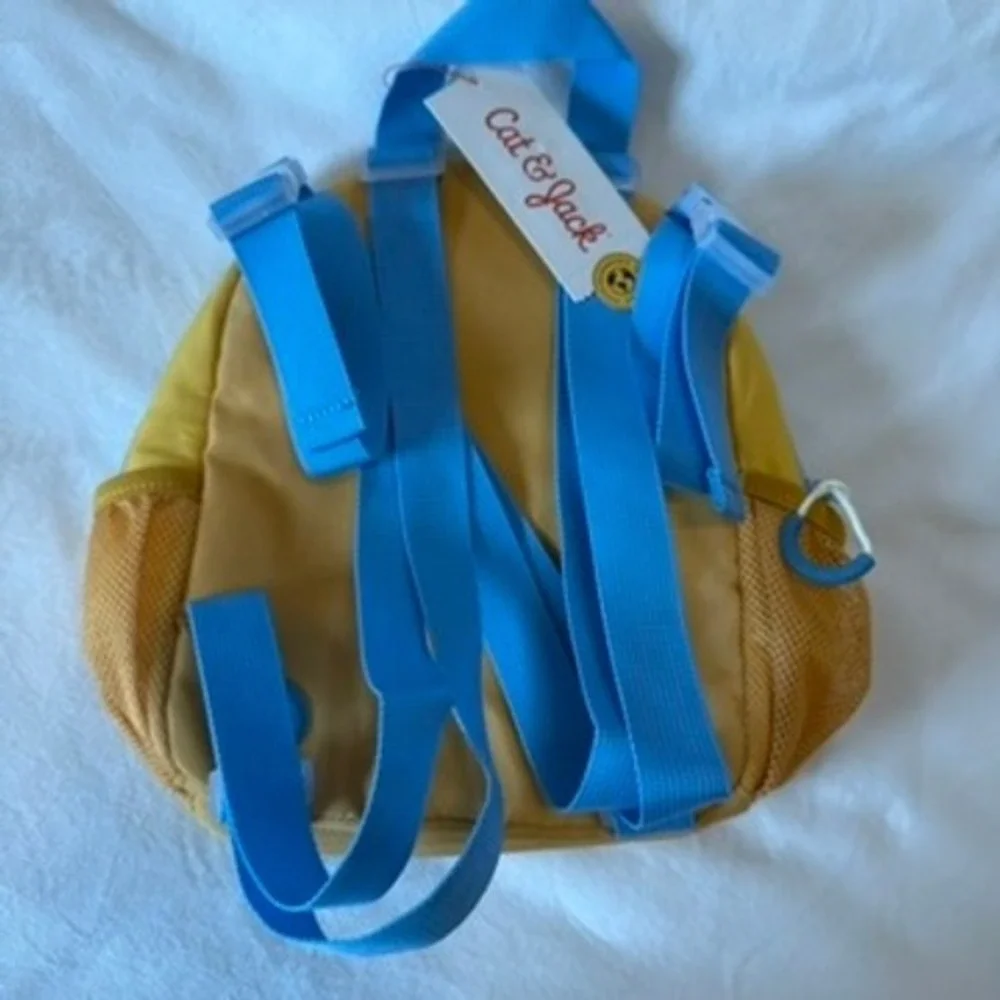Cat & Jack Yellow Blue Quilted Smiley Face Mini Wheelchair Backpack NWT